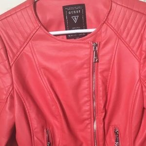 Guess Salmon faux leather jacket